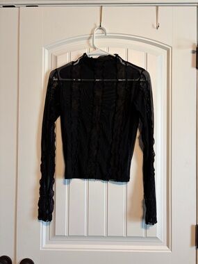 Black Lace Long-Sleeve Women’s Top